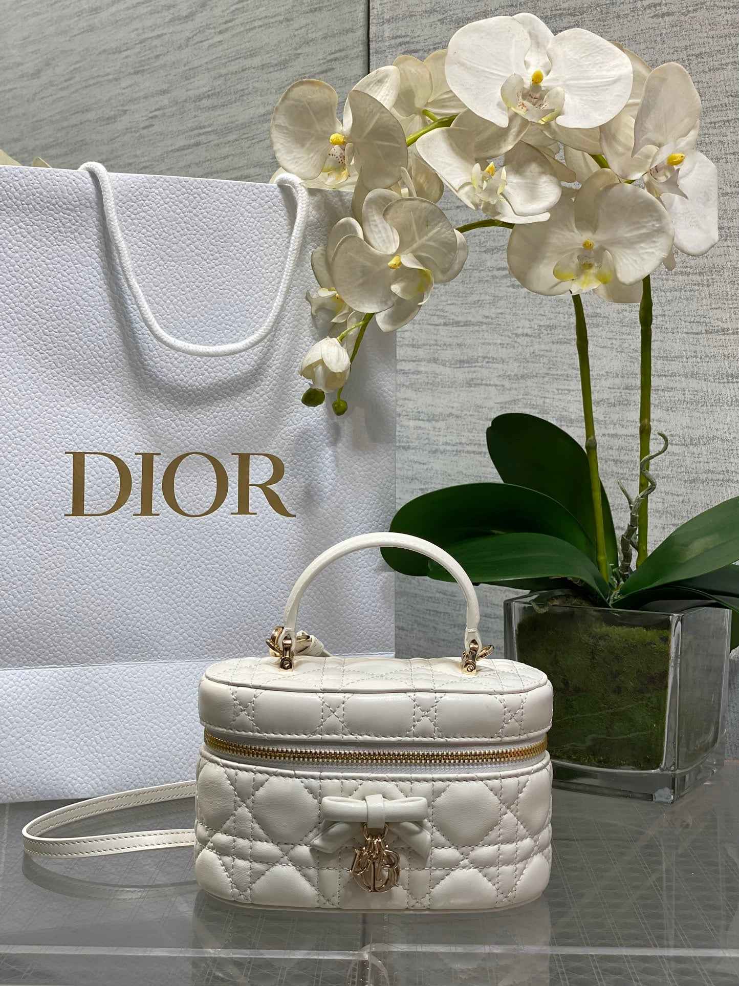 Dior Mini Vanity - S2603 - White Cannage Lambskin - Default Title - View 1