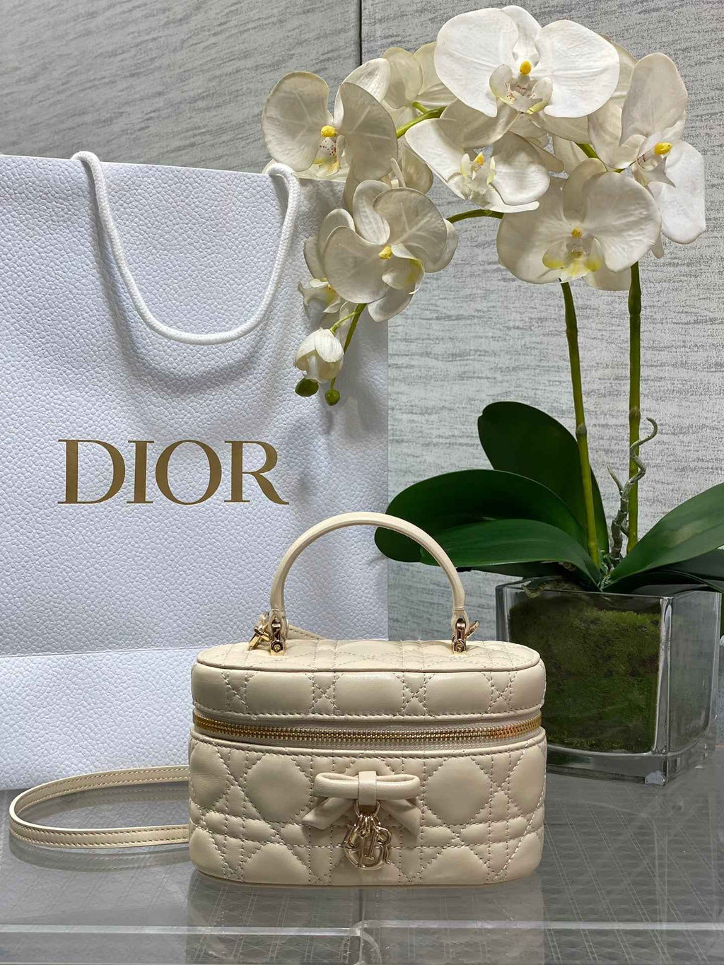 Dior Mini Vanity - S2603 - Apricot Cannage Lambskin - Default Title - View 1