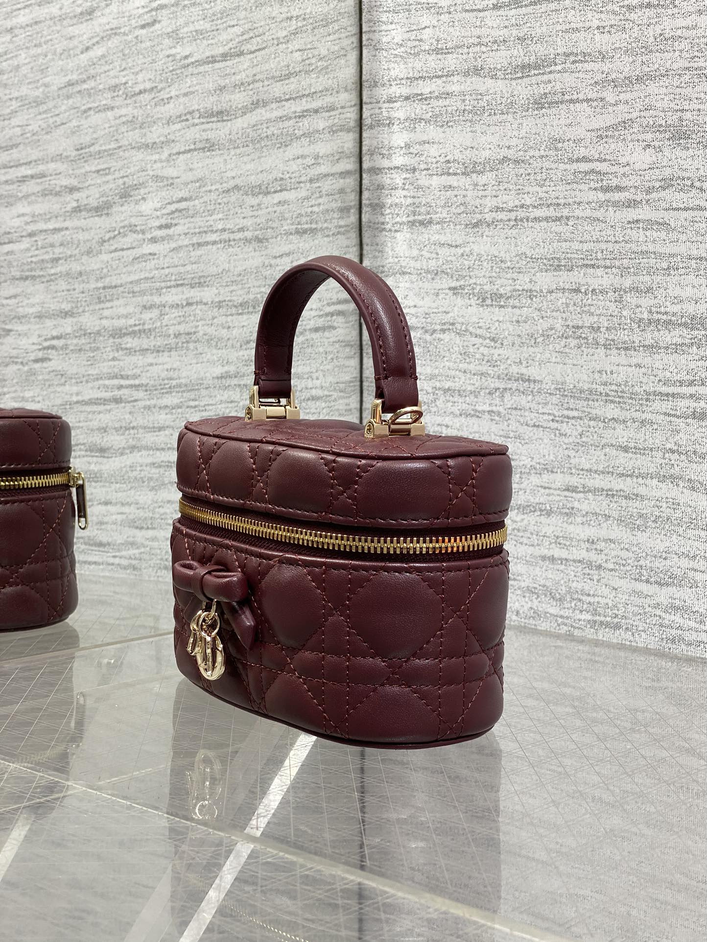 Dior Mini Vanity - S2603 - Wine Red Cannage Lambskin - Default Title - View 6
