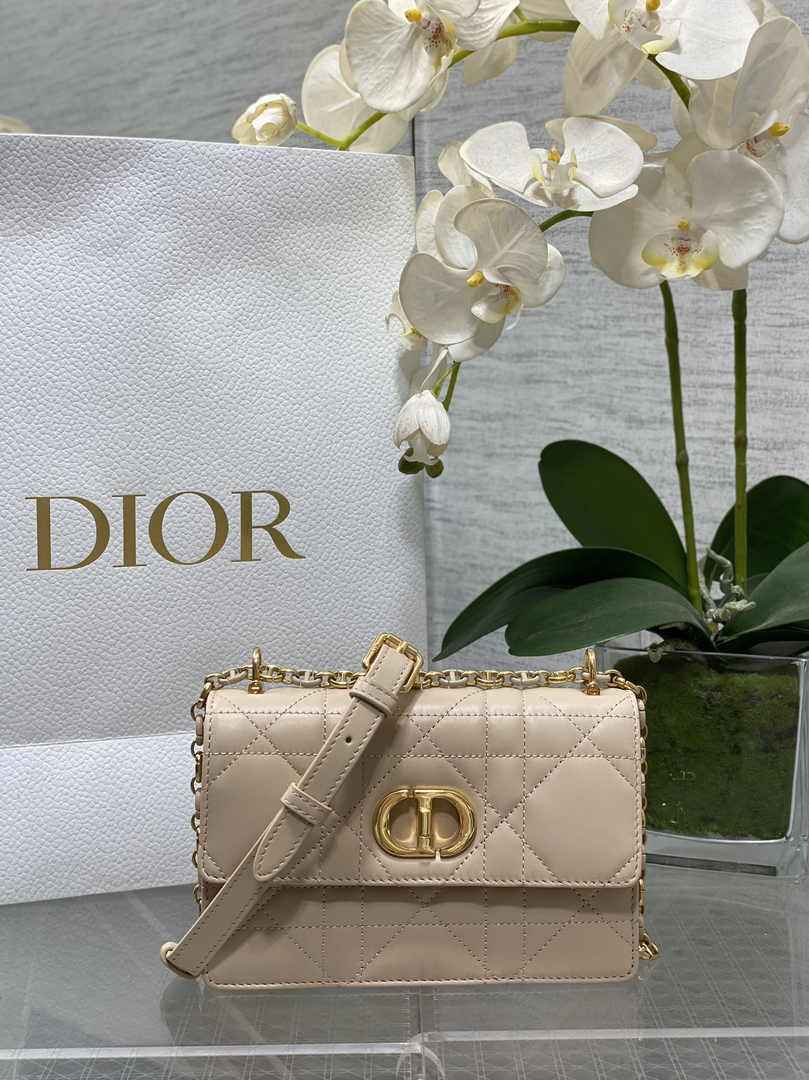 Dior Miss Caro Mini Bag S5169 Dark Beige Macrocannage Lambskin - Default Title - View 1
