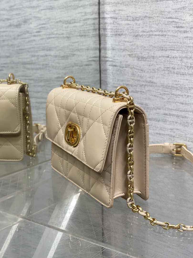 Dior Miss Caro Mini Bag S5169 Dark Beige Macrocannage Lambskin - Default Title - View 4