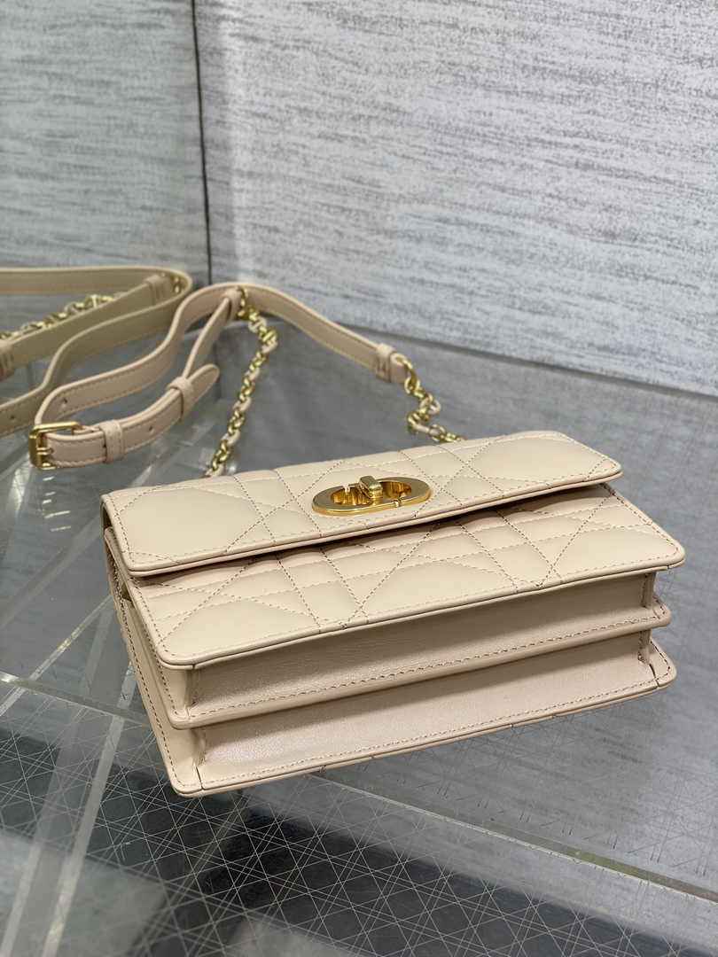 Dior Miss Caro Mini Bag S5169 Dark Beige Macrocannage Lambskin - Default Title - View 5