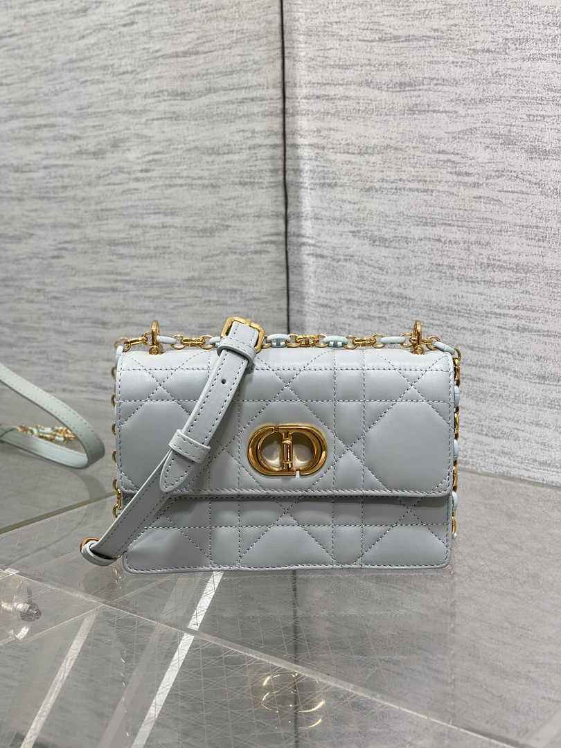Dior Miss Caro Mini Bag S5169 Blue Macrocannage Lambskin - Default Title - View 2