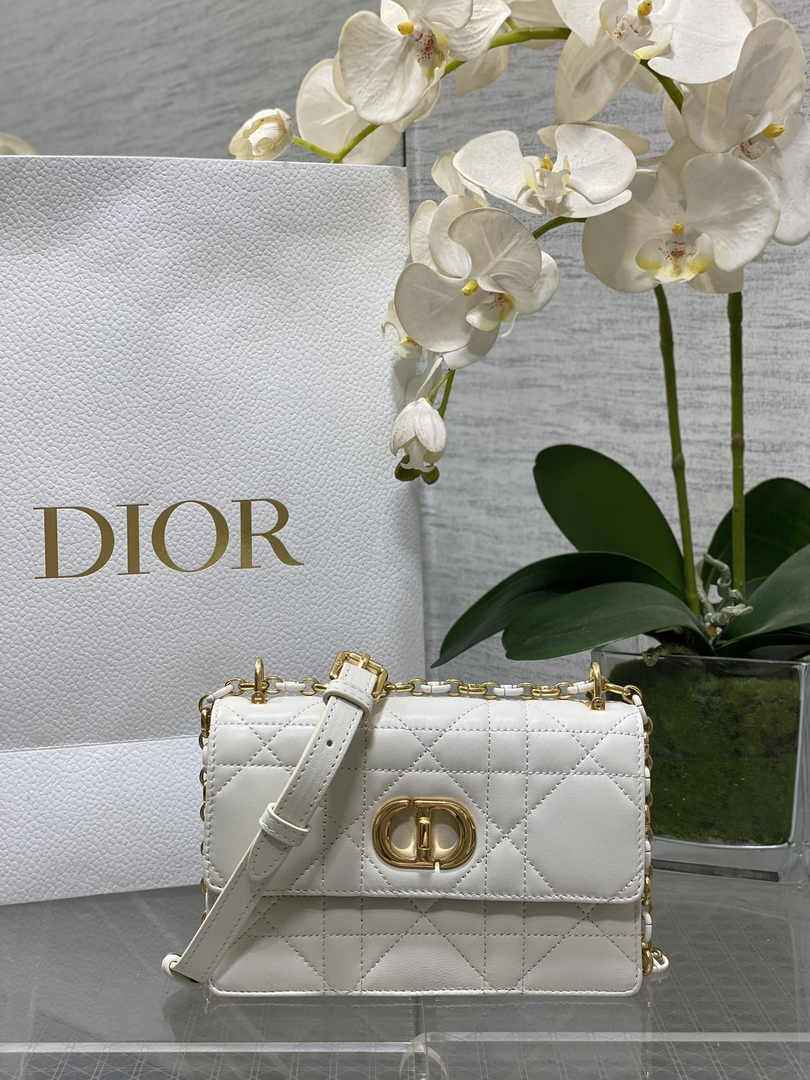 Dior Miss Caro Mini Bag S5169 Beige Macrocannage Lambskin - Default Title - View 1