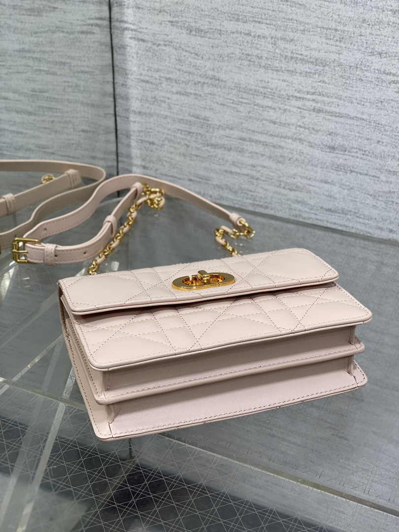 Dior Miss Caro Mini Bag S5169 Powder Pink Macrocannage Lambskin - Default Title - View 7