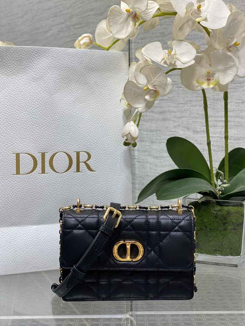 Dior Miss Caro Mini Bag S5169 Black Macrocannage Lambskin - Default Title - View 1