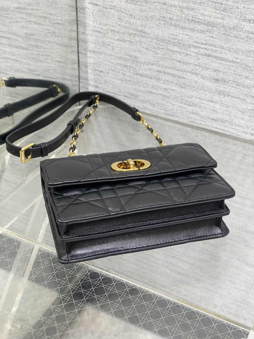 Dior Miss Caro Mini Bag S5169 Black Macrocannage Lambskin - Default Title - View 7