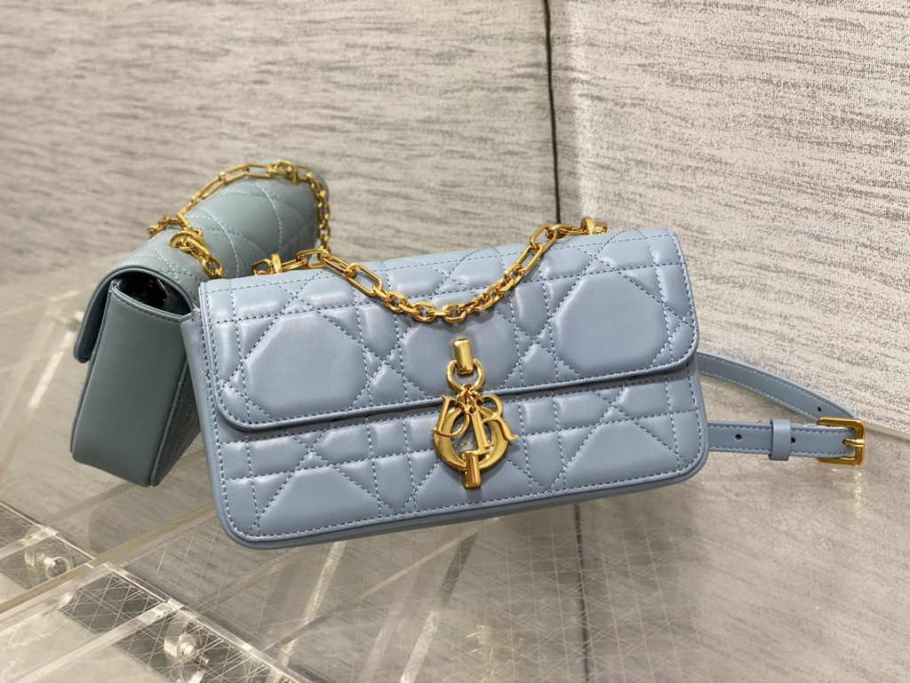 Dior Miss Daisy Mini Bag S3300 Blue Macrocannage Lambskin - Default Title - View 3