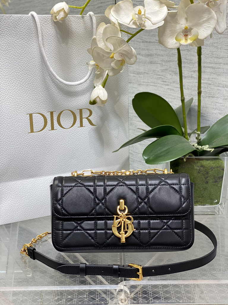 Dior Miss Daisy Mini Bag S3300 Black Macrocannage Lambskin - Default Title - View 1