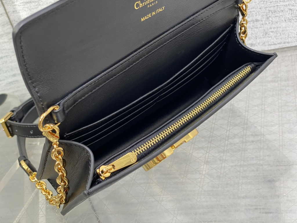 Dior Miss Montaigne Mini Bag S2356 Black Smooth Calfskin