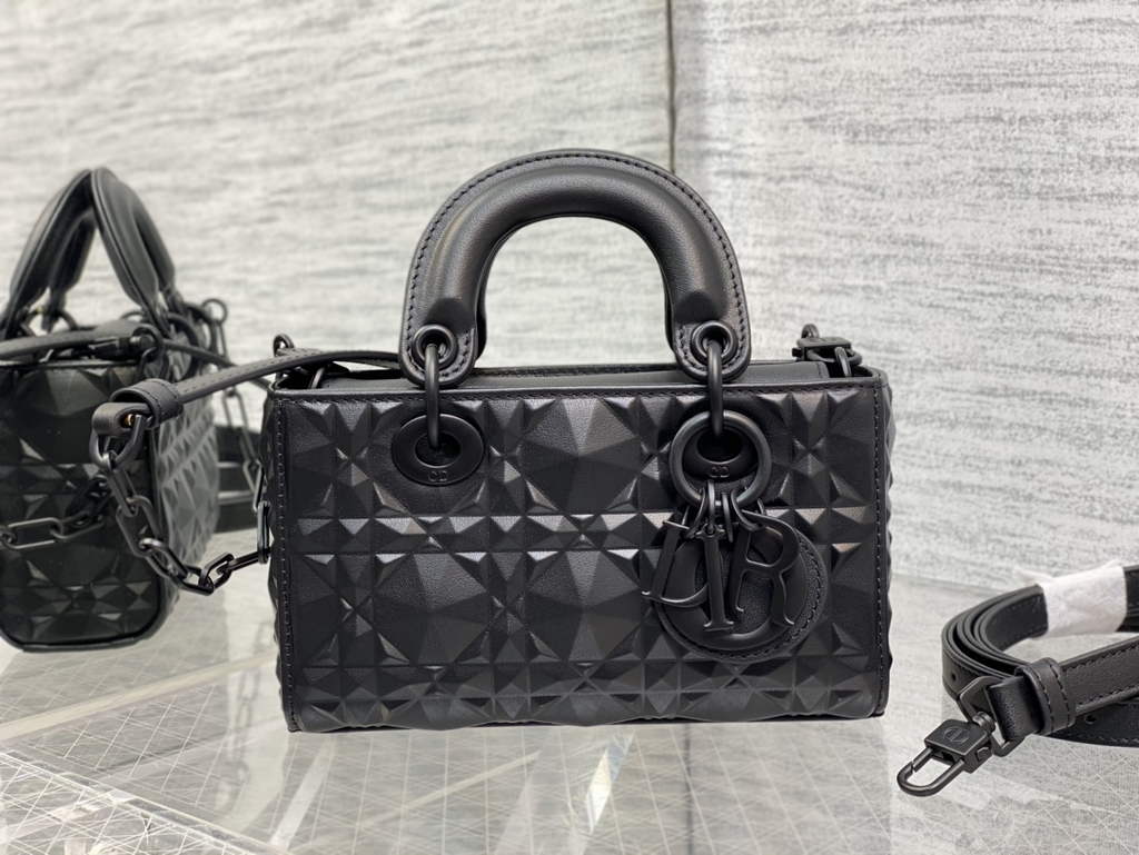 Dior S0910 Micro Lady D-Joy Bag Black Cannage Calfskin with Diamond Motif - Default Title - View 3