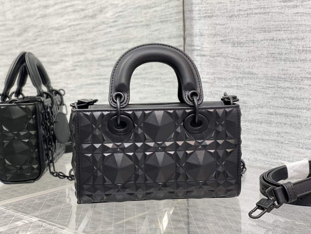 Dior S0910 Micro Lady D-Joy Bag Black Cannage Calfskin with Diamond Motif