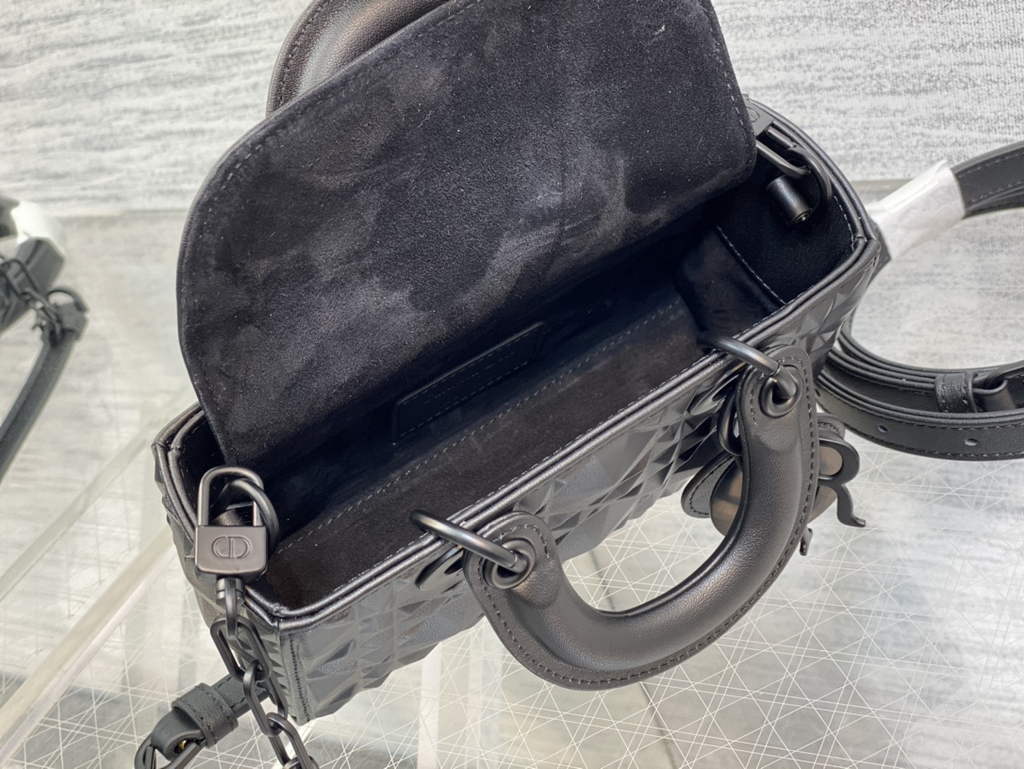 Dior S0910 Micro Lady D-Joy Bag Black Cannage Calfskin with Diamond Motif