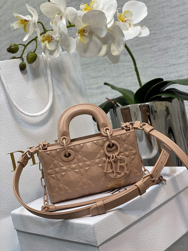 Dior S0910 Micro Lady D-Joy Bag Pink Cannage Calfskin with Diamond Motif