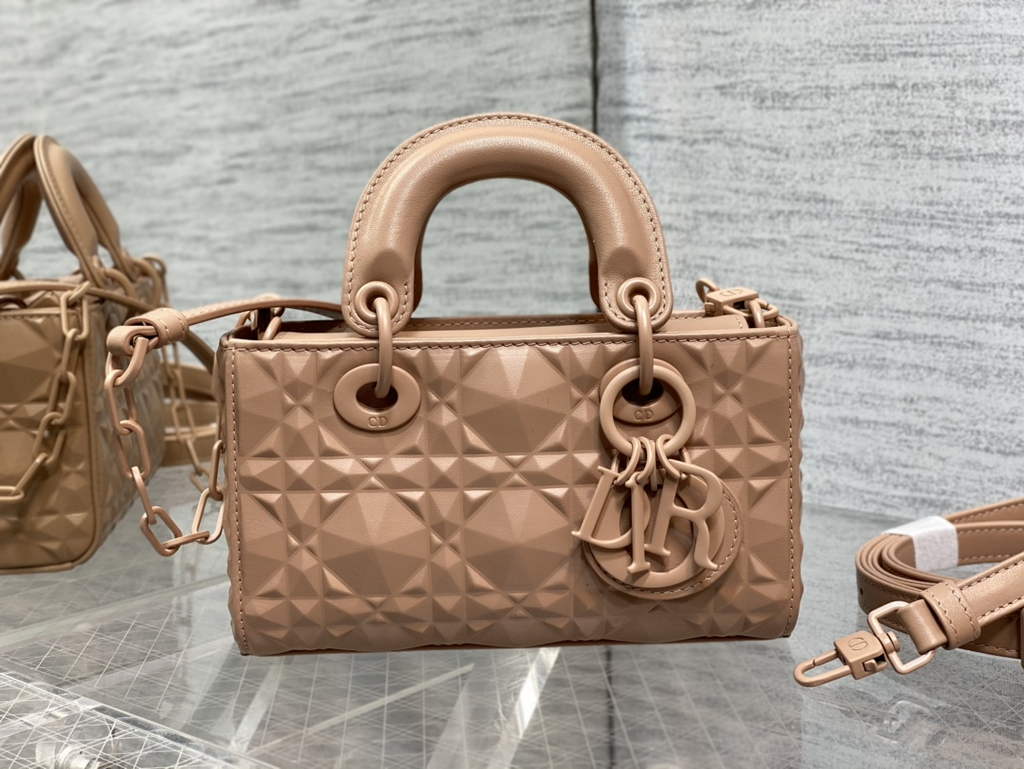Dior S0910 Micro Lady D-Joy Bag Pink Cannage Calfskin with Diamond Motif