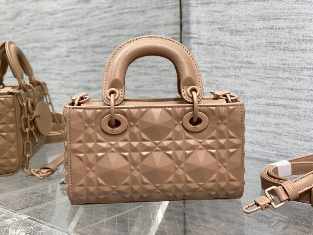 Dior S0910 Micro Lady D-Joy Bag Pink Cannage Calfskin with Diamond Motif