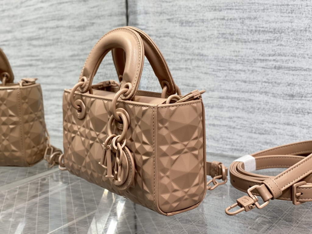 Dior S0910 Micro Lady D-Joy Bag Pink Cannage Calfskin with Diamond Motif