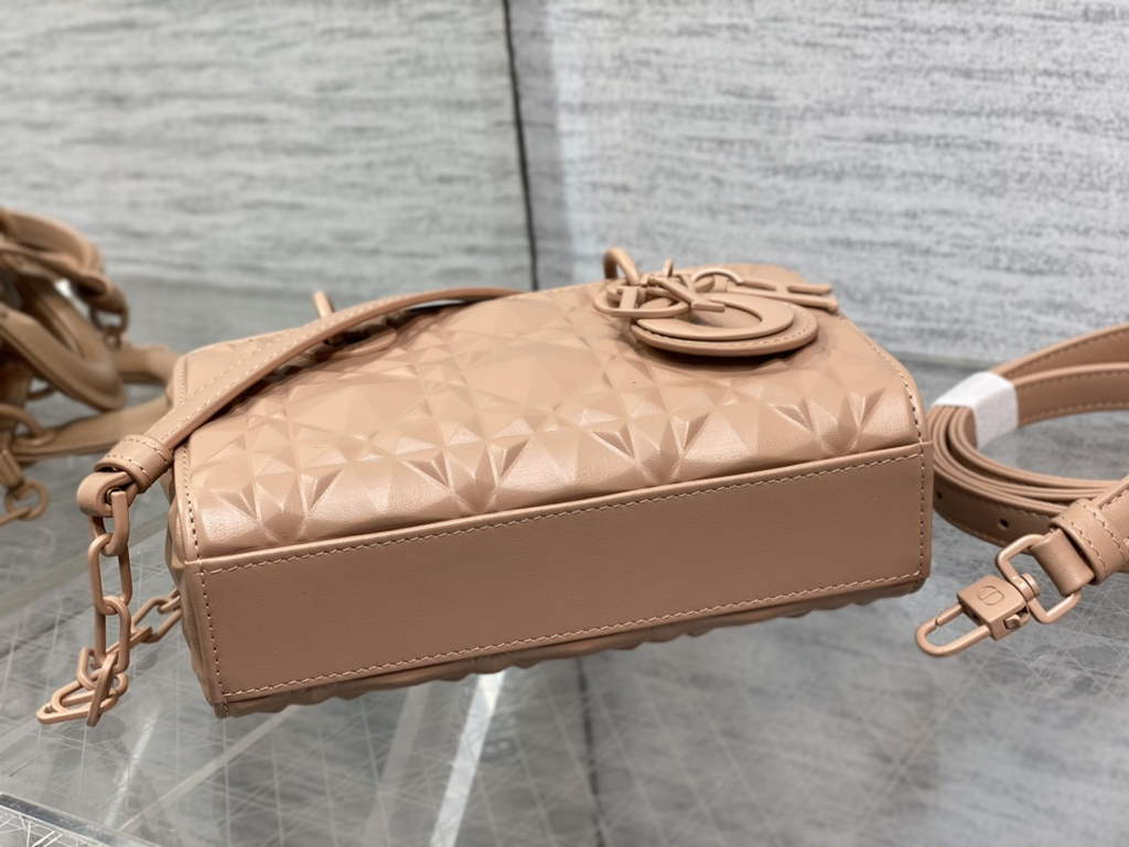 Dior S0910 Micro Lady D-Joy Bag Pink Cannage Calfskin with Diamond Motif