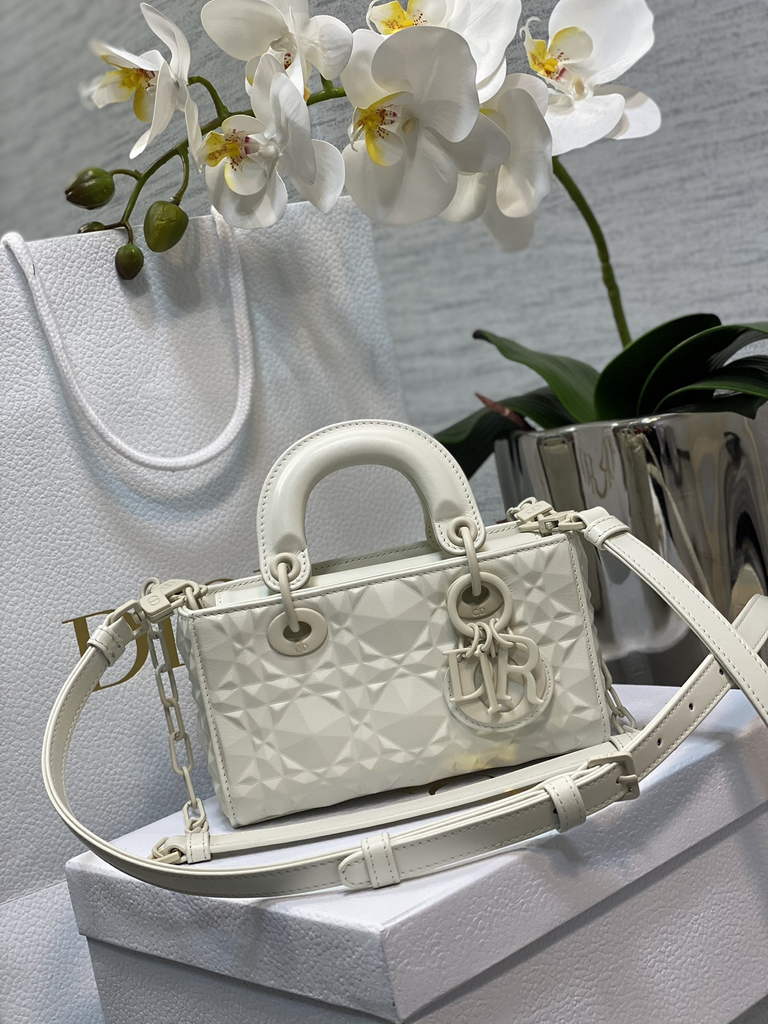 Dior S0910 Micro Lady D-Joy Bag Beige Cannage Calfskin with Diamond Motif - Default Title - View 1