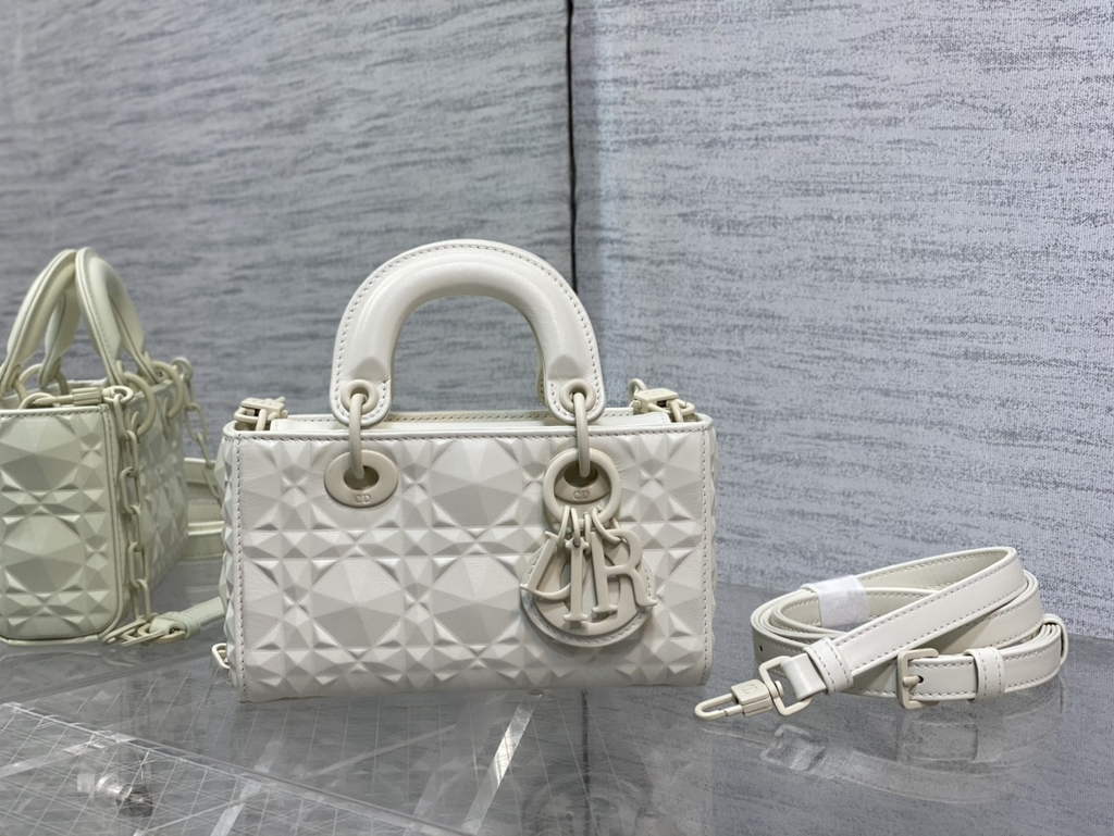 Dior S0910 Micro Lady D-Joy Bag Beige Cannage Calfskin with Diamond Motif