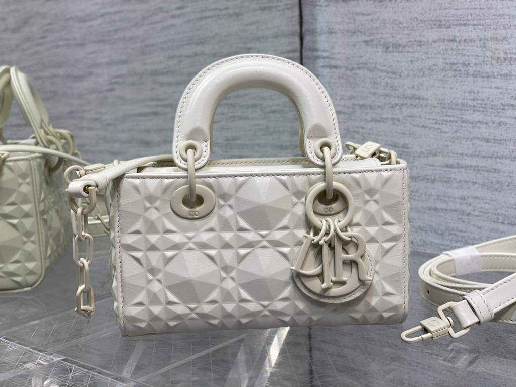 Dior S0910 Micro Lady D-Joy Bag Beige Cannage Calfskin with Diamond Motif