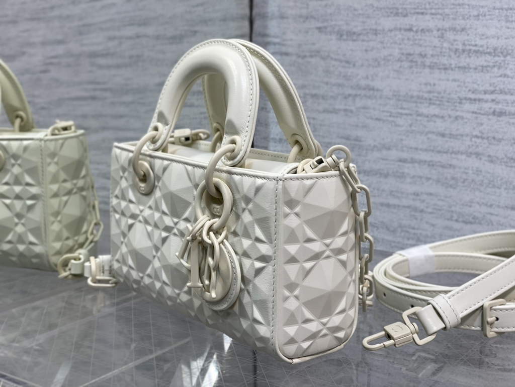 Dior S0910 Micro Lady D-Joy Bag Beige Cannage Calfskin with Diamond Motif
