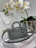 Dior S0910 Micro Lady D-Joy Bag Gray Cannage Calfskin with Diamond Motif