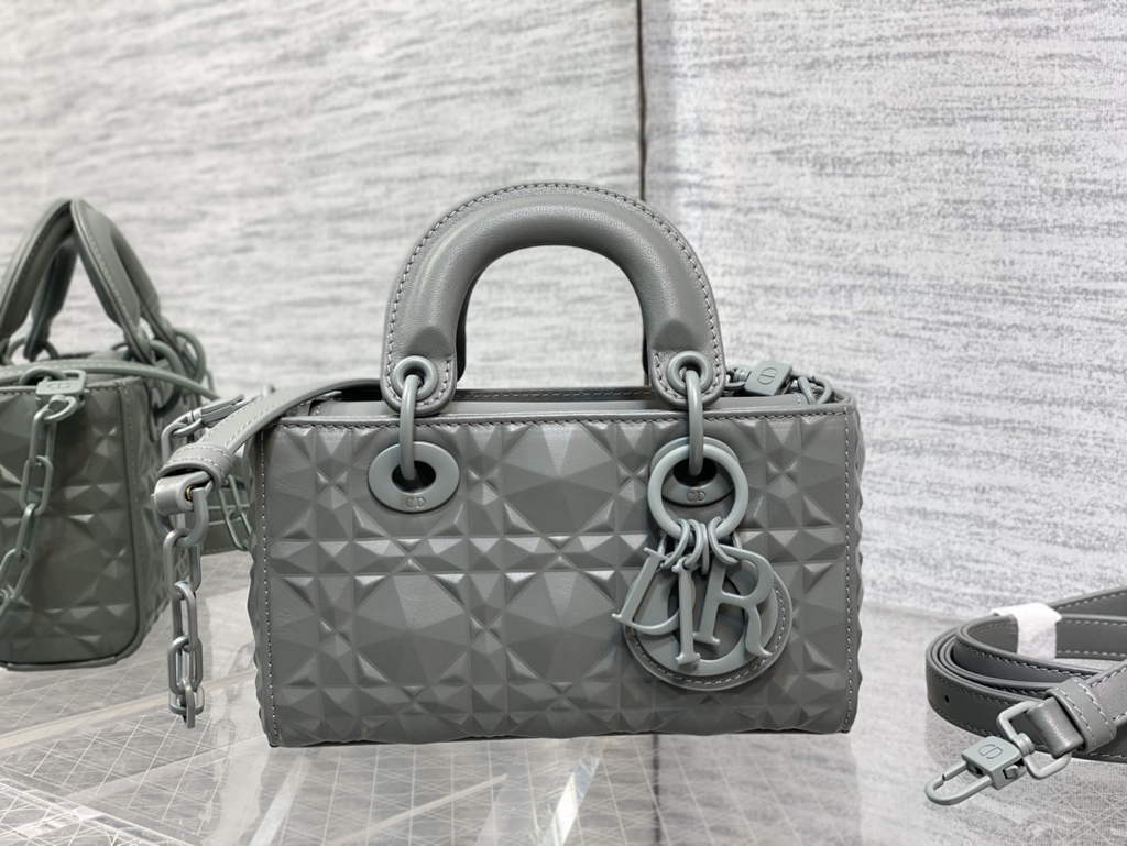 Dior S0910 Micro Lady D-Joy Bag Gray Cannage Calfskin with Diamond Motif - Default Title - View 3