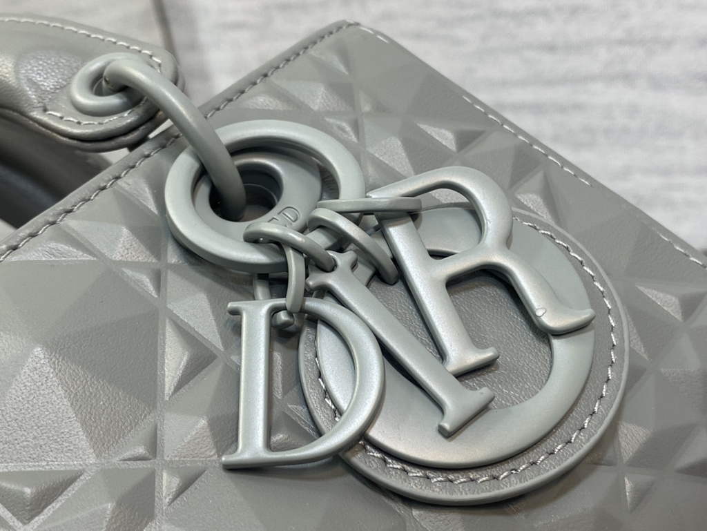 Dior S0910 Micro Lady D-Joy Bag Gray Cannage Calfskin with Diamond Motif