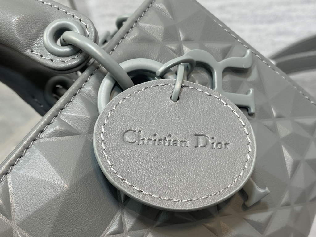 Dior S0910 Micro Lady D-Joy Bag Gray Cannage Calfskin with Diamond Motif