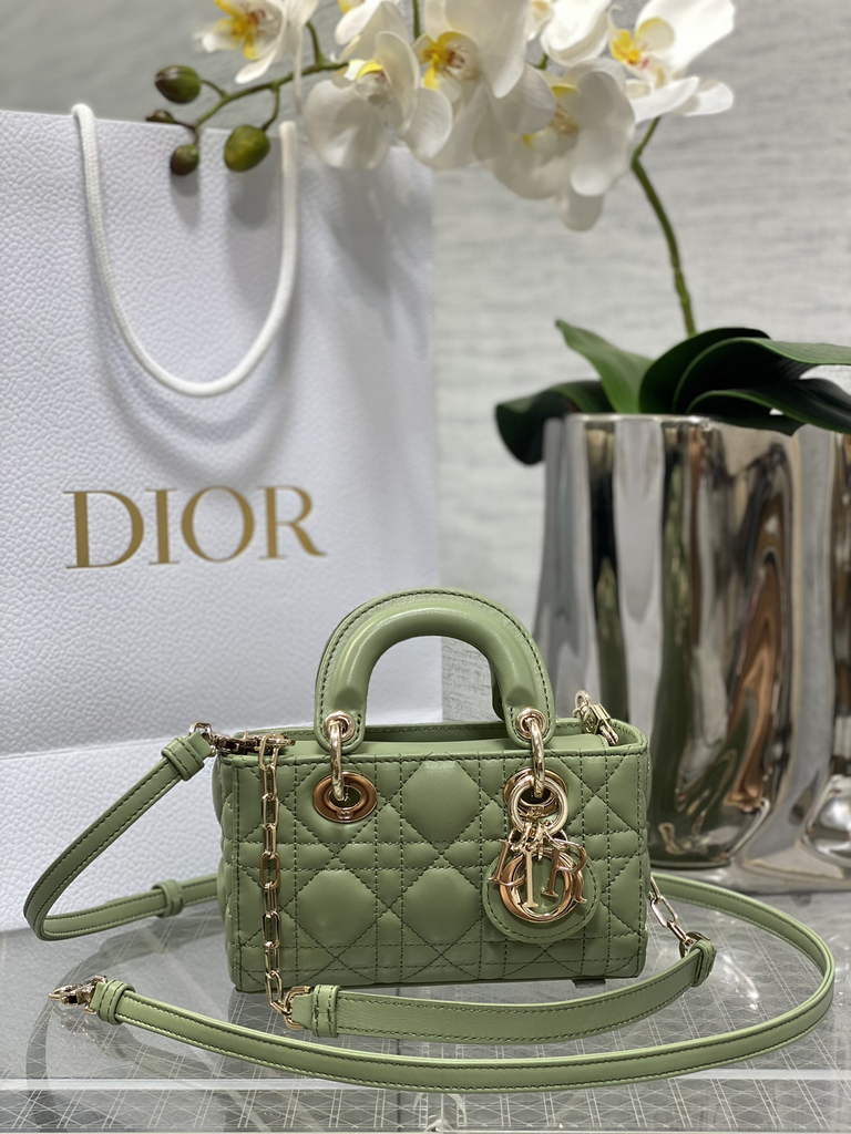 Dior S0910 Micro Lady D-Joy Bag Green Cannage Lambskin - Default Title - View 1