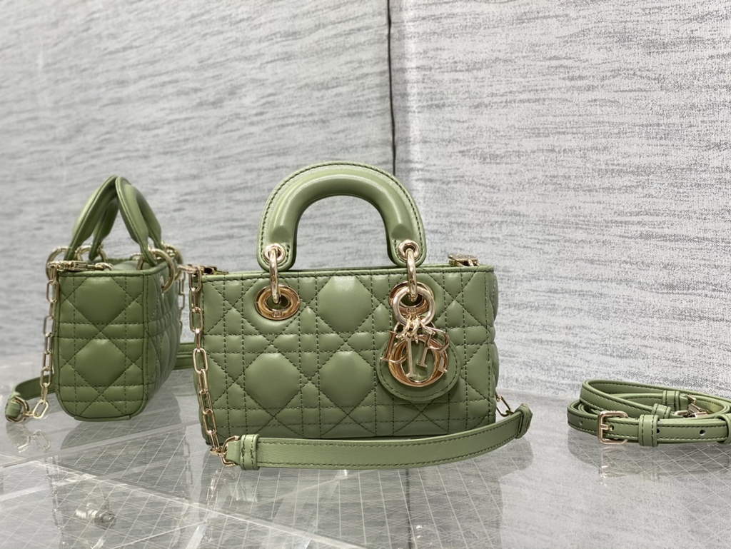 Dior S0910 Micro Lady D-Joy Bag Green Cannage Lambskin