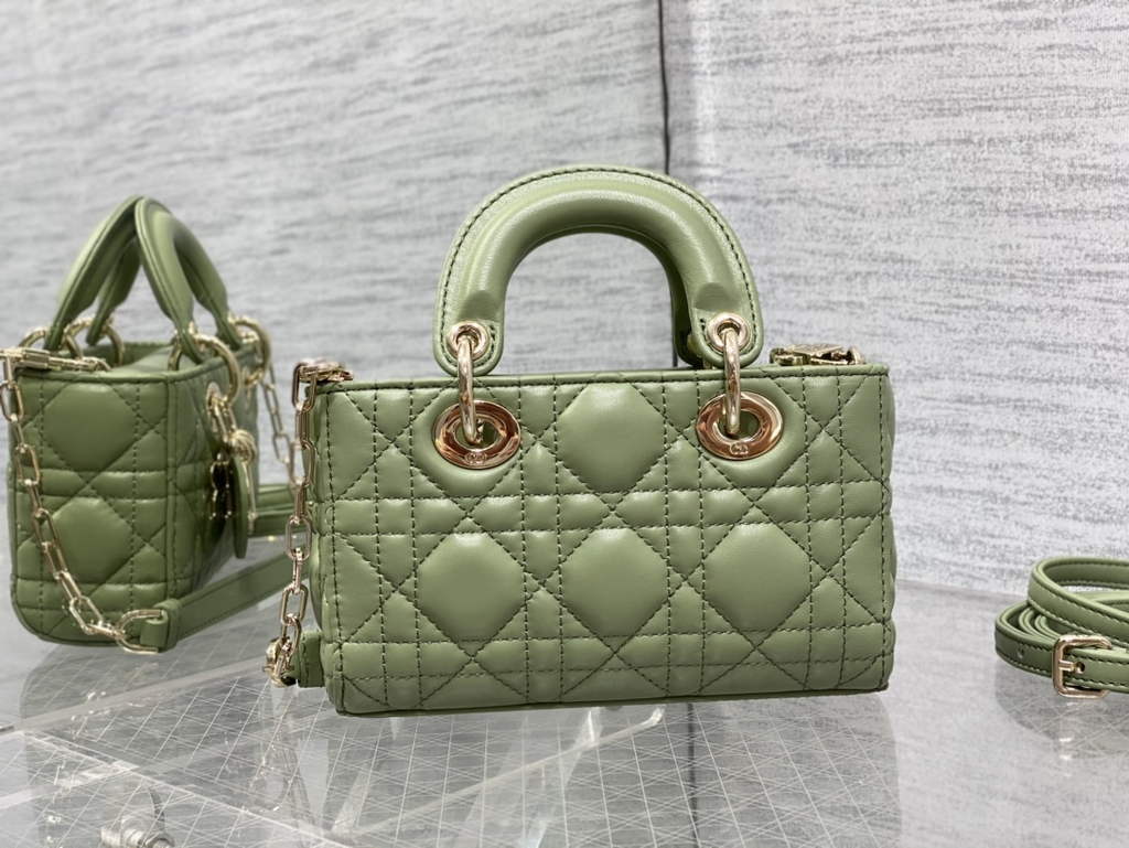 Dior S0910 Micro Lady D-Joy Bag Green Cannage Lambskin