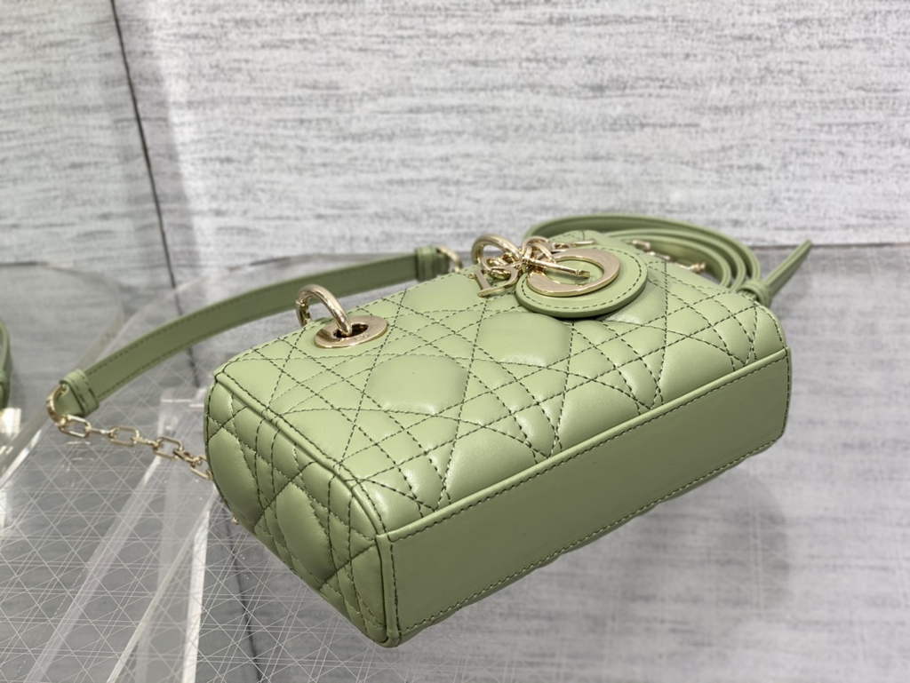 Dior S0910 Micro Lady D-Joy Bag Green Cannage Lambskin