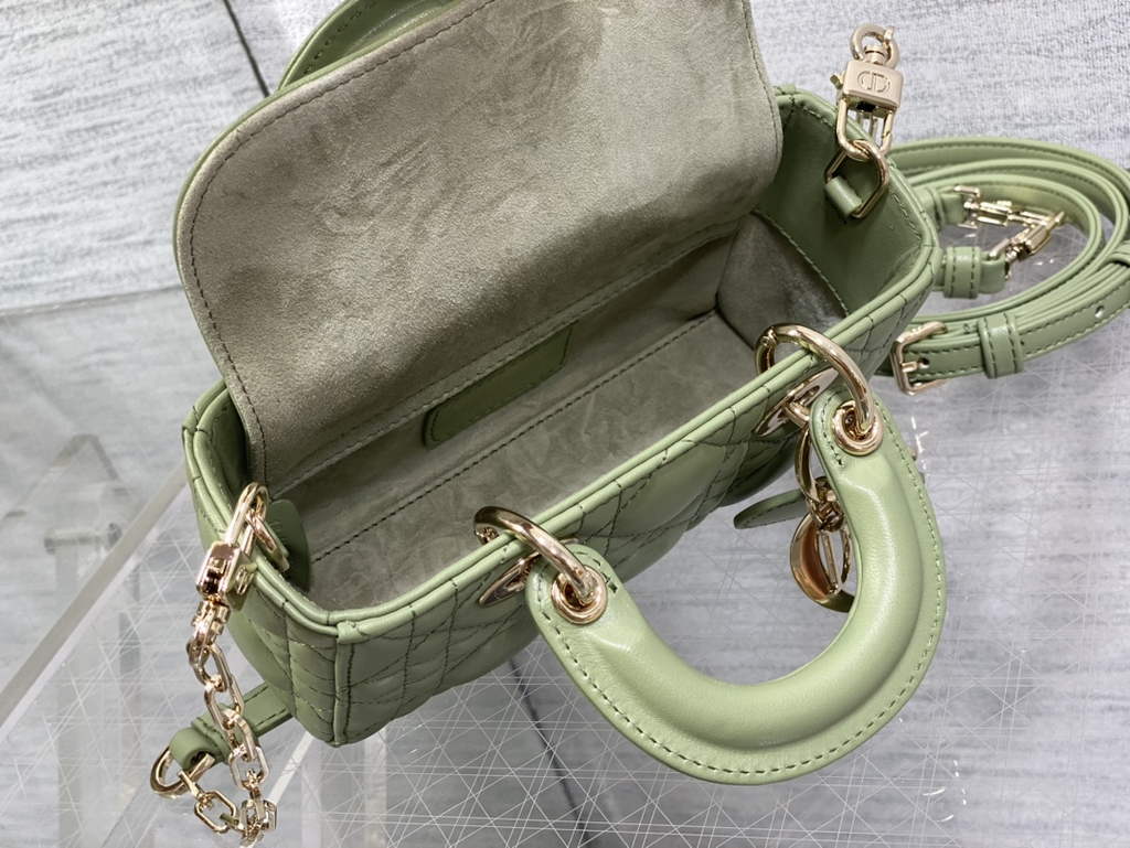 Dior S0910 Micro Lady D-Joy Bag Green Cannage Lambskin
