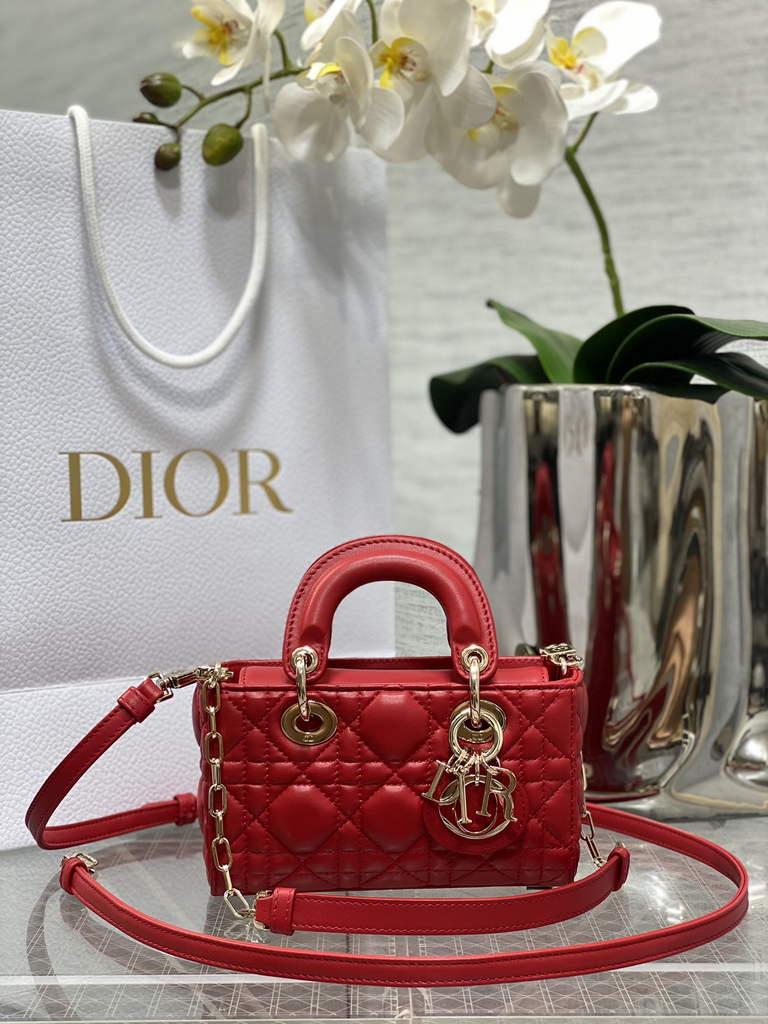 Dior S0910 Micro Lady D-Joy Bag Red Cannage Lambskin - Default Title - View 1