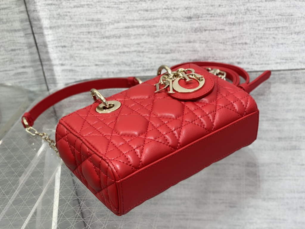 Dior S0910 Micro Lady D-Joy Bag Red Cannage Lambskin