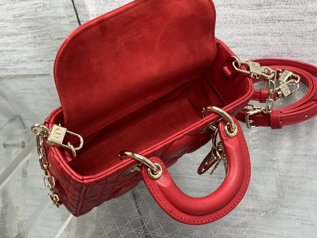 Dior S0910 Micro Lady D-Joy Bag Red Cannage Lambskin