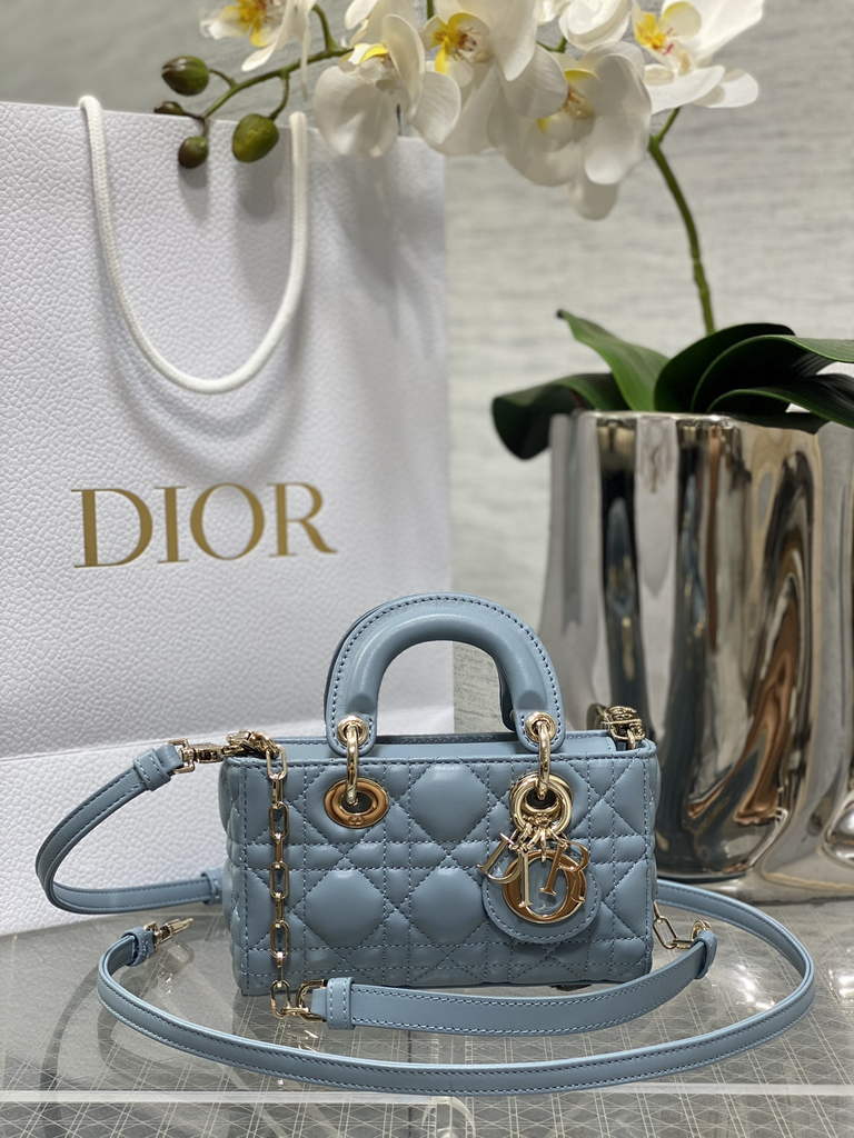 Dior S0910 Micro Lady D-Joy Bag Blue Cannage Lambskin - Default Title - View 1