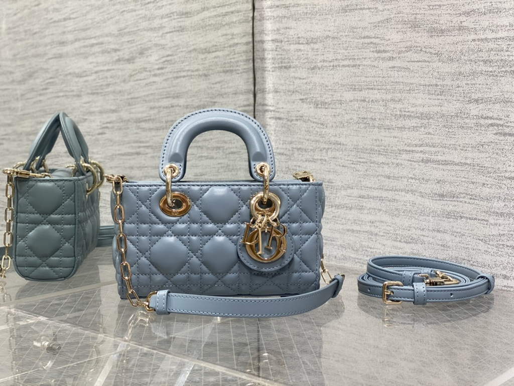 Dior S0910 Micro Lady D-Joy Bag Blue Cannage Lambskin