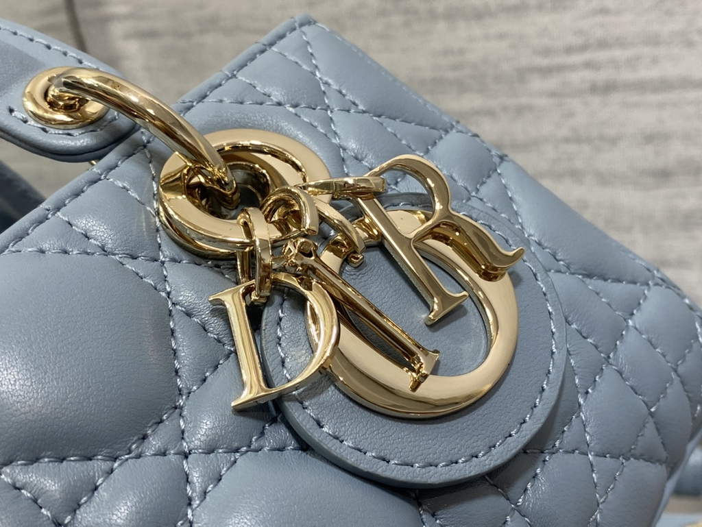 Dior S0910 Micro Lady D-Joy Bag Blue Cannage Lambskin