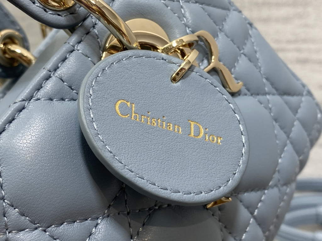 Dior S0910 Micro Lady D-Joy Bag Blue Cannage Lambskin