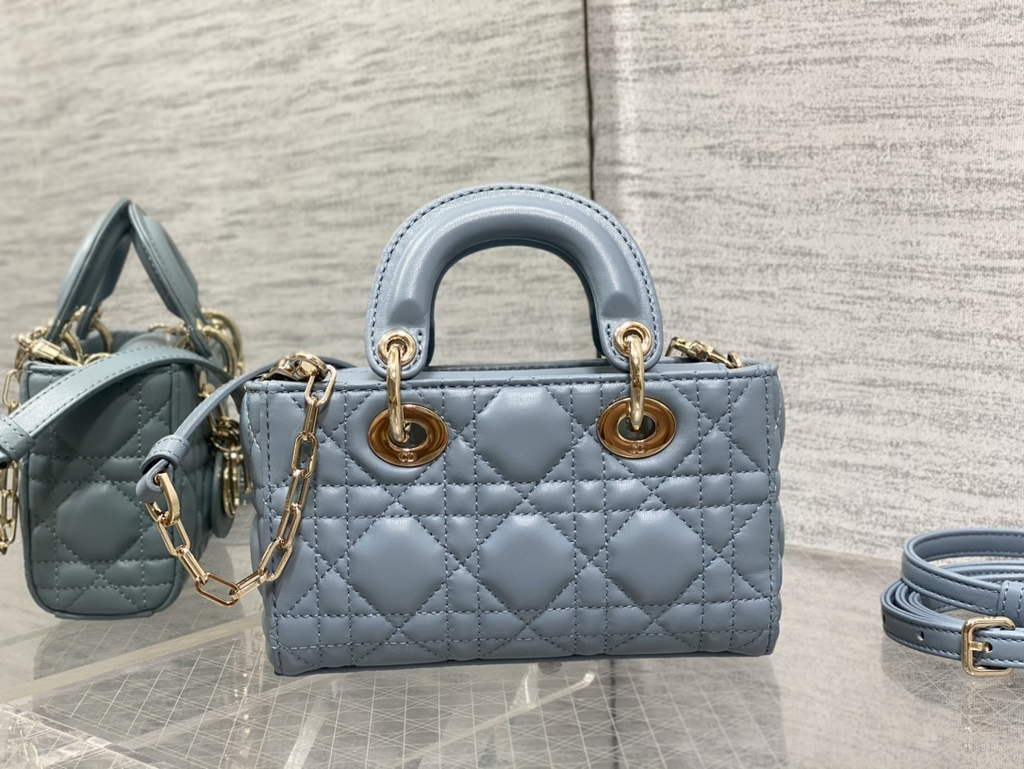 Dior S0910 Micro Lady D-Joy Bag Blue Cannage Lambskin