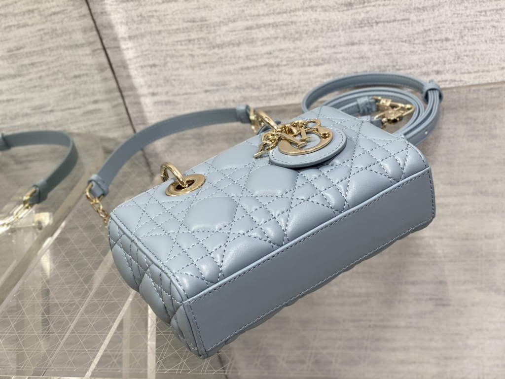 Dior S0910 Micro Lady D-Joy Bag Blue Cannage Lambskin