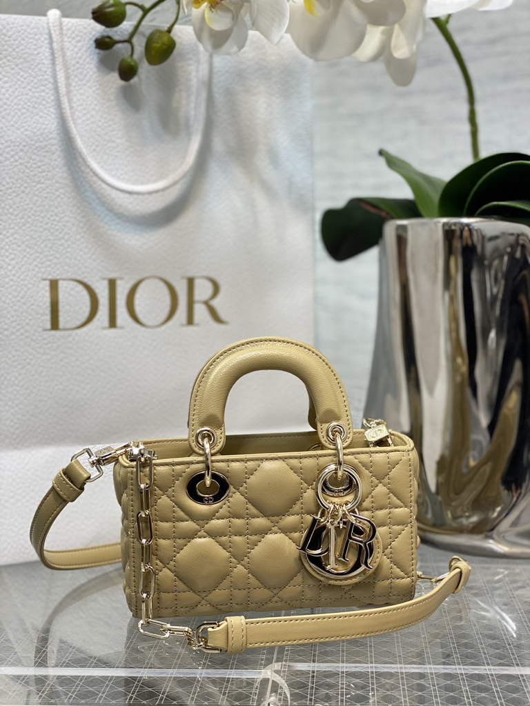Dior S0910 Micro Lady D-Joy Bag Dark Beige Cannage Lambskin