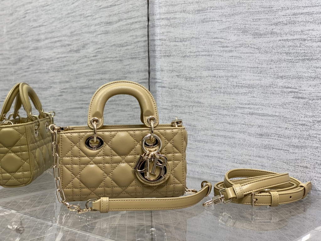 Dior S0910 Micro Lady D-Joy Bag Dark Beige Cannage Lambskin