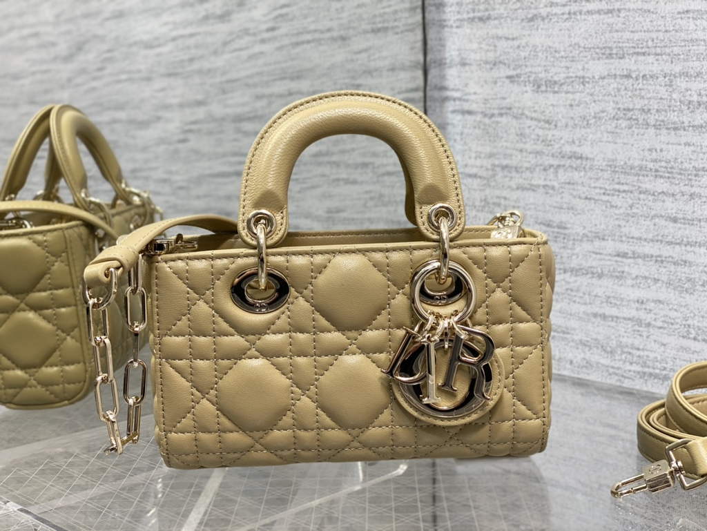 Dior S0910 Micro Lady D-Joy Bag Dark Beige Cannage Lambskin