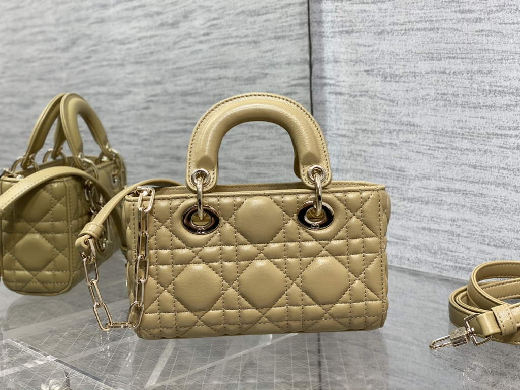 Dior S0910 Micro Lady D-Joy Bag Dark Beige Cannage Lambskin