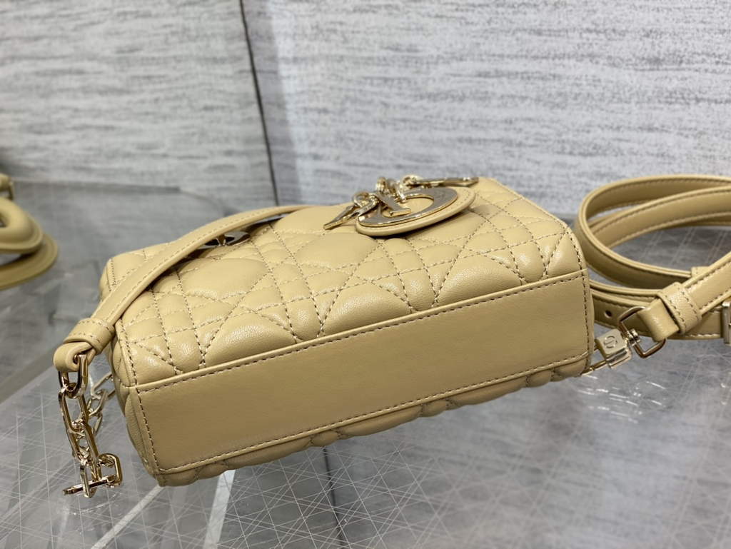 Dior S0910 Micro Lady D-Joy Bag Dark Beige Cannage Lambskin