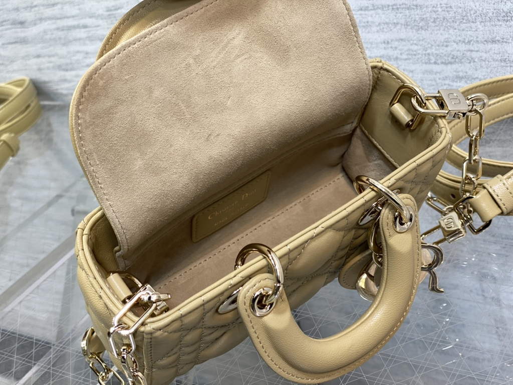 Dior S0910 Micro Lady D-Joy Bag Dark Beige Cannage Lambskin